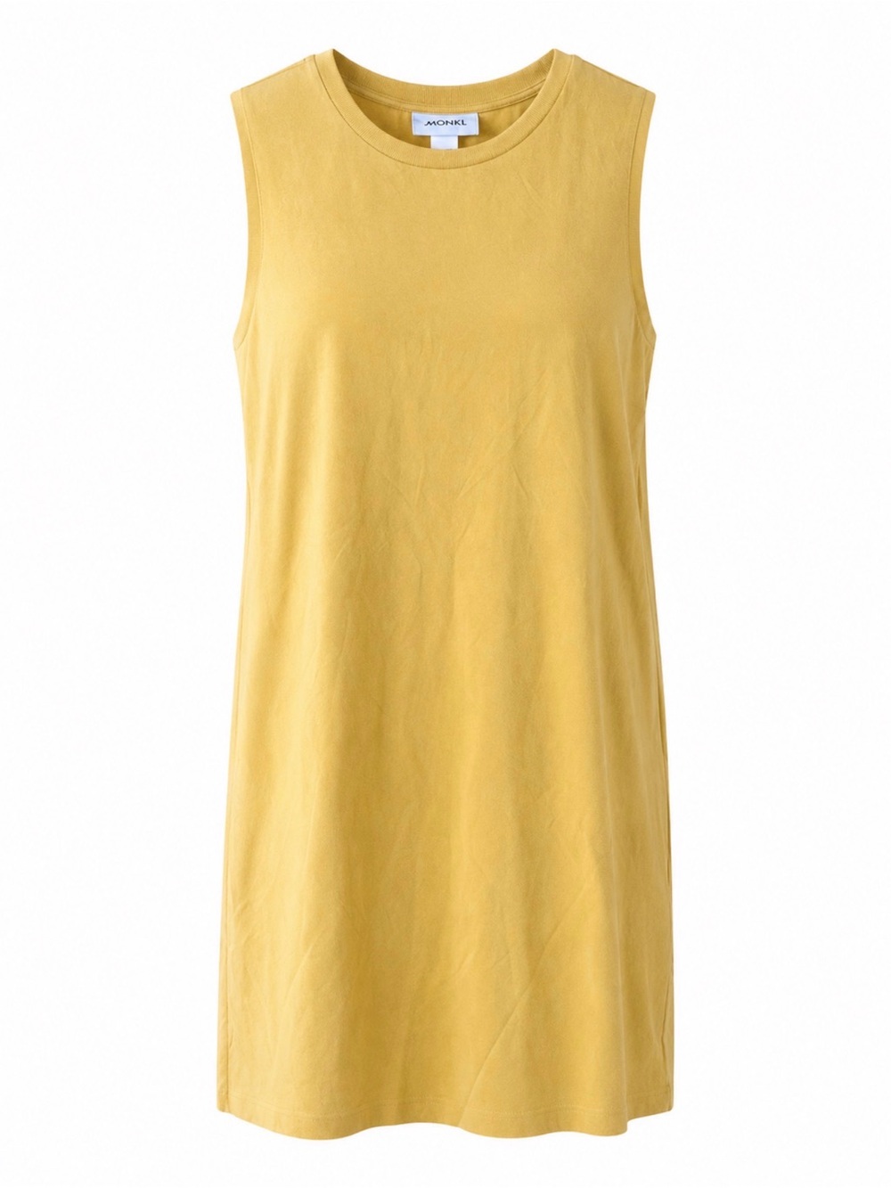 MONKL Mustard Yellow Modal Blend Sleeveless Shift Dress XS Soft Stretch